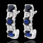 Boucles d'oreilles croles clarisse - saphirs or blanc 9 carats
