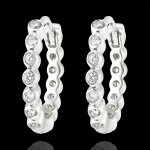 Boucles d'oreilles créoles fleur de sel - ecume précieuse - or blanc Boucles d'oreilles créoles fleur de sel - ecume précieuse - or blanc