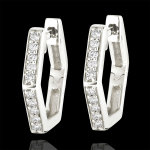 Boucles d'oreilles croles fracheur - hexagonia - or blanc 9 carats e