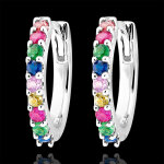 Boucles d'oreilles croles fracheur - rainbow - or blanc 18 carats