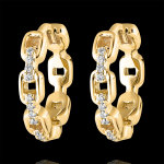 Boucles d'oreilles créoles regard d'orient - maillon cubain - or jaune Boucles d'oreilles créoles regard d'orient - maillon cubain - or jaune