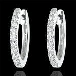 Boucles d'oreilles créoles semi - pavées fraîcheur - eva - or blanc 18 Boucles d'oreilles créoles semi - pavées fraîcheur - eva - or blanc 18