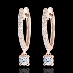 Boucles d'oreilles créoles semi - pavées fraîcheur - petite pampille - Boucles d'oreilles créoles semi - pavées fraîcheur - petite pampille -
