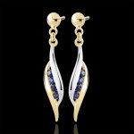 Boucles d'oreilles daniella - saphirs - or blanc et or jaune 9 carats