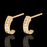 Boucles d'oreilles demi lunes or jaune 18 carats paves - 0. 22 carats -