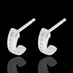 Boucles d'oreilles demi - lunes paves - or blanc 18 carats - 12 diamants