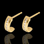 Boucles d'oreilles demi - lunes paves - or jaune 18 carats - 12 diamants