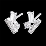 Boucles d'oreilles diamants givr�s - or blanc 9 carats
