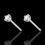 Boucles d'oreilles diamants - puces or blanc 18 carats 0. 15 carat