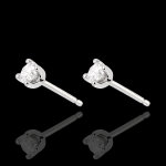 Boucles d'oreilles diamants - puces or blanc 18 carats - 0. 3 carat