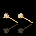 Boucles d'oreilles diamants - puces or jaune 18 carats 0. 2 carat