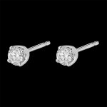 Boucles d'oreilles diamants (tgm) - puces or blanc 18 carats - 0. 4 carat