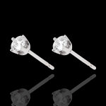 Boucles d'oreilles diamants (tgm + ) - puces or blanc 18 carats - 0. 5 cara Boucles d'oreilles diamants (tgm + ) - puces or blanc 18 carats - 0. 5 cara