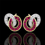 Boucles d'oreilles duorama - rubis et diamants - or blanc et or jaune 9