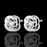 Boucles d'oreilles eclosion - camélia - or blanc 9 carats Boucles d'oreilles eclosion - camélia - or blanc 9 carats