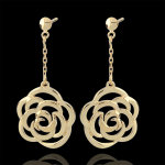 Boucles d'oreilles eclosion - fleurs couture - pendantes - or jaune 9 c