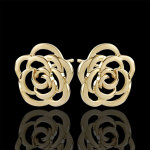 Boucles d'oreilles eclosion - fleurs couture - puces - or jaune 9 carat