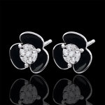 Boucles d'oreilles eclosion - fleurs de minuit - or blanc 9 carats et l