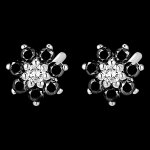 Boucles d'oreilles eclosion - marguerite de nuit - or blanc 18 carats et Boucles d'oreilles eclosion - marguerite de nuit - or blanc 18 carats et
