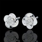 Boucles d'oreilles eclosion - pétales de rose - or blanc 18 carats Boucles d'oreilles eclosion - pétales de rose - or blanc 18 carats