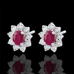 Boucles d'oreilles eternel edelweiss - marguerite illusion - rubis et di