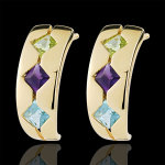 Boucles d'oreilles fantasine - topaze, amthyste, pridot - or jaune 9