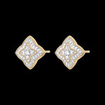 Boucles d'oreilles fleur de diamant - or blanc et or jaune 18 carats et