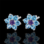 Boucles d'oreilles fleurs des neiges - or blanc 9 carats Boucles d'oreilles fleurs des neiges - or blanc 9 carats