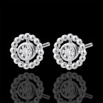 Boucles d'oreilles fleur de sel - cercle - or blanc 9 carats Boucles d'oreilles fleur de sel - cercle - or blanc 9 carats