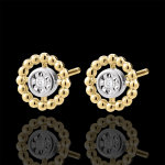 Boucles d'oreilles fleur de sel - cercle - or blanc et or jaune 9 carats Boucles d'oreilles fleur de sel - cercle - or blanc et or jaune 9 carats
