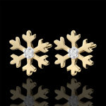 Boucles d'oreilles flocons givr�s - or jaune 9 carats