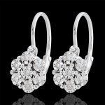 Boucles d'oreilles fraicheur - fleur de flocon - 14 diamants et or blanc Boucles d'oreilles fraicheur - fleur de flocon - 14 diamants et or blanc