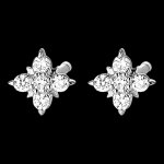 Boucles d'oreilles fra�cheur - p�tales pr�cieuses - or blanc 18 carat