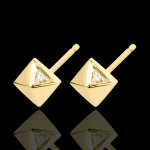Boucles d'oreilles gen�se - diamants bruts - or jaune 9 carats