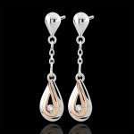Boucles d'oreilles goutte de rose - or blanc et or rose 18 carats