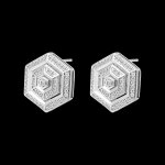 Boucles d'oreilles hexad - or blanc 9 carats et diamants