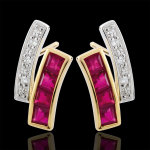 Boucles d'oreilles kiona - rubis et diamants - or blanc et or jaune 9 ca