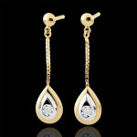 Boucles d'oreilles larmes d'antilope - pendantes or blanc et or jaune 9