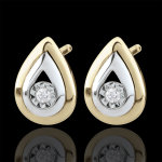 Boucles d'oreilles larmes d'antilope - puces or blanc et or jaune 9 cara
