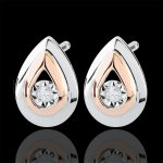 Boucles d'oreilles larmes d'antilope - puces or blanc et or rose 9 carat Boucles d'oreilles larmes d'antilope - puces or blanc et or rose 9 carat