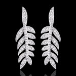 Boucle d'oreilles lauriers de gloire - or blanc 9 carats et diamants