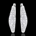 Boucles d'oreilles mini croles - larmes paves - or blanc 9 carats et