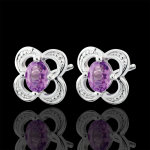 Boucles d'oreilles mini flora - améthyste - or blanc 9 carats Boucles d'oreilles mini flora - améthyste - or blanc 9 carats