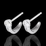 Boucles d'oreilles mousqueton diamant - puces or blanc 18 carats - 0. 25