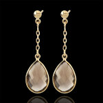 Boucles d'oreilles narcisse - quartz fum - or jaune 9 carats