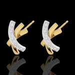 Boucles d'oreilles noeud toile - or blanc et or jaune 18 carats