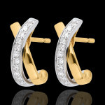 Boucles d'oreilles noeuds tandem paves 22 diamants - or blanc et or jaun