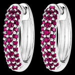 Boucles d'oreilles oiseau de paradis - croles rubis - or blanc 18 cara