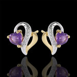 Boucles d'oreilles ouaki - améthyste - or blanc et or jaune 9 carats Boucles d'oreilles ouaki - améthyste - or blanc et or jaune 9 carats