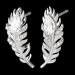 Boucles d'oreilles panache - altesse - or blanc 9 carats et diamants syn